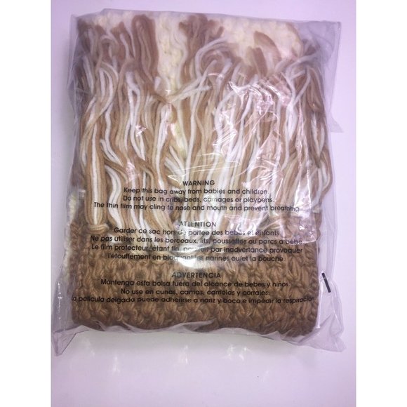 Rampage Womens Colorblock Fringe Scarf Camel/Ivory Retail $36.00 - Picture 5 of 5